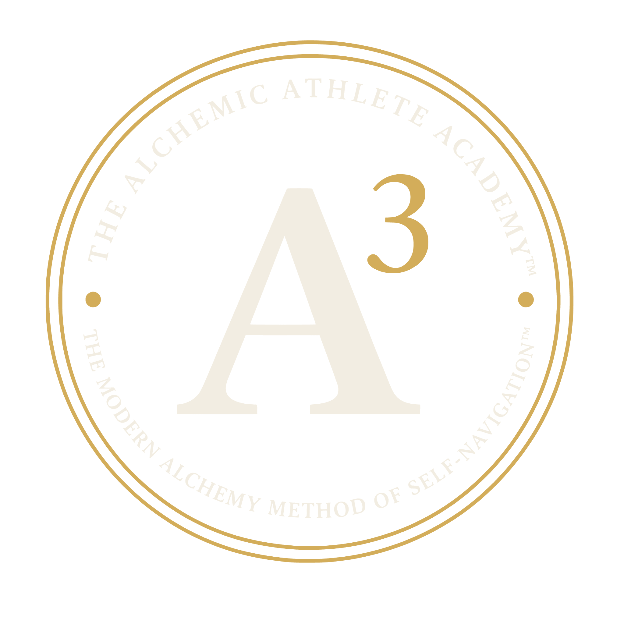 The Alchemic Athlete Academy — A³ seal, light version for dark backgrounds
